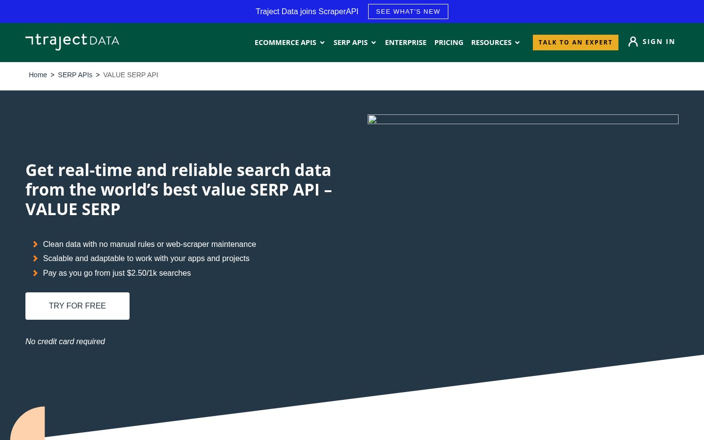 ValueSERP &middot; HOMEPAGE_SCREENSHOT