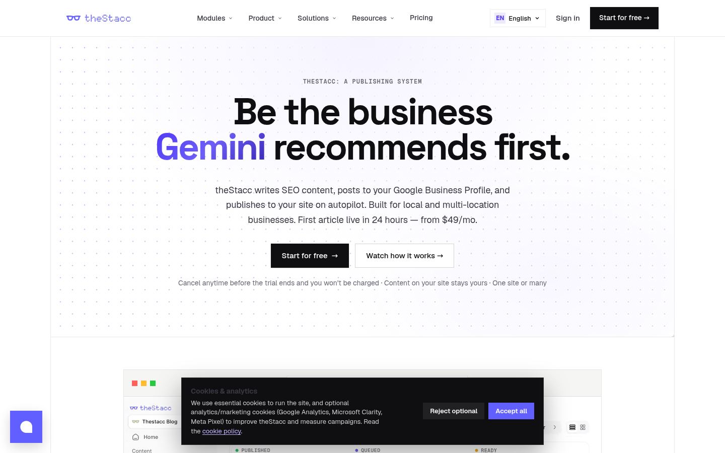 theStacc &middot; HOMEPAGE_SCREENSHOT
