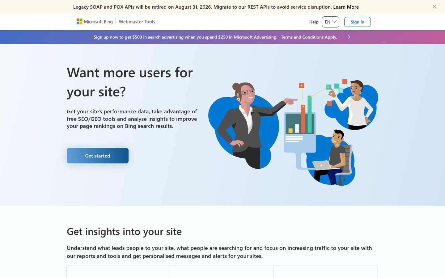 Bing Webmaster Tools &middot; HOMEPAGE_SCREENSHOT