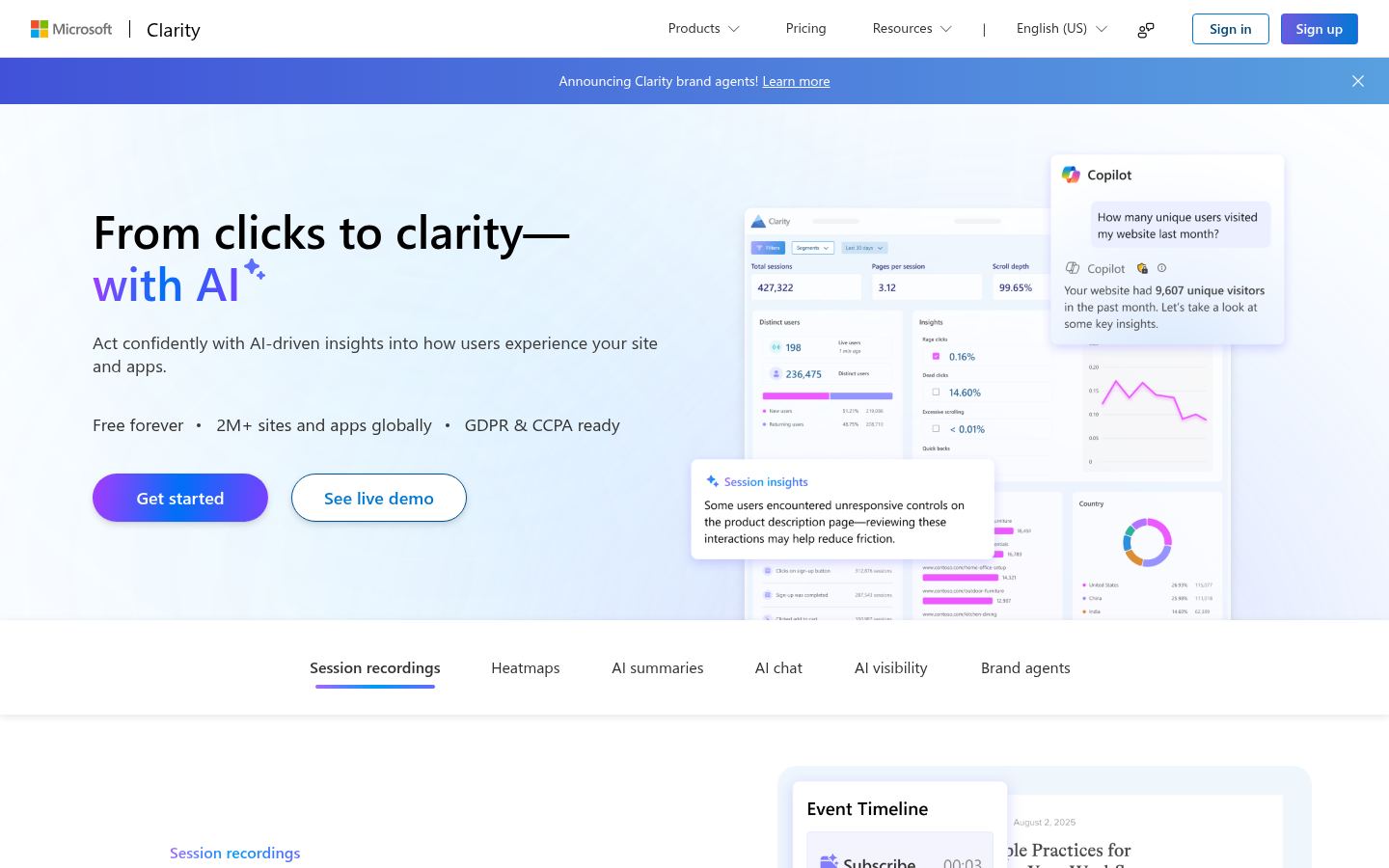 Microsoft Clarity &middot; HOMEPAGE_SCREENSHOT