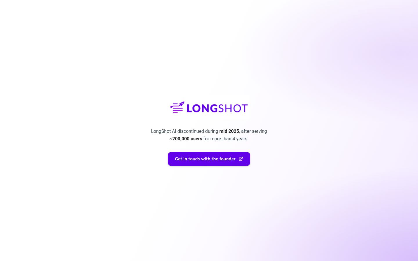 LongShot AI · HOMEPAGE_SCREENSHOT