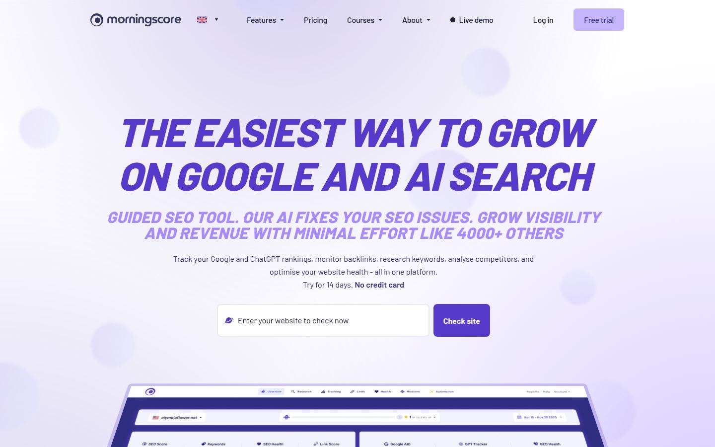Morningscore &middot; HOMEPAGE_SCREENSHOT